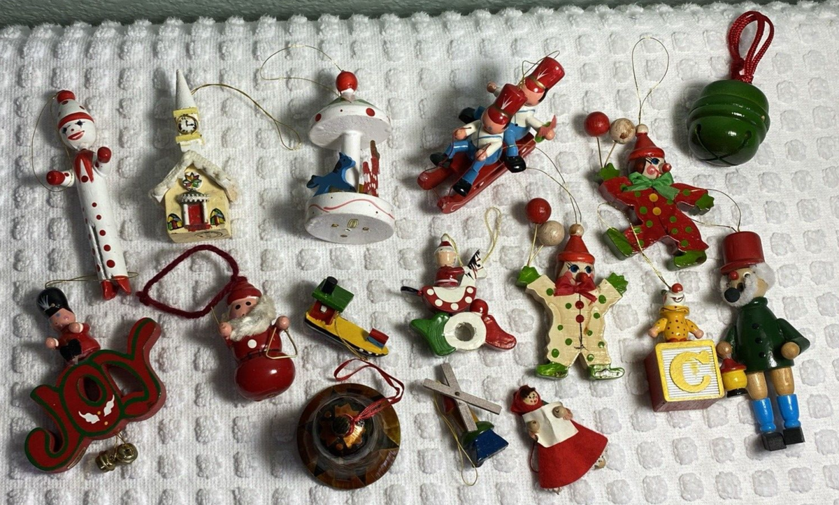 Vintage Wooden Christmas Ornaments Wood Kurt Adler Taiwan and