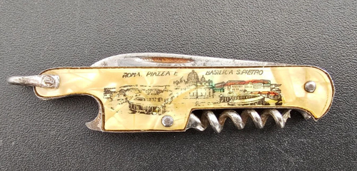 Messer Temperino Werbung Souvenir Petersdom Zelluloid Eisen