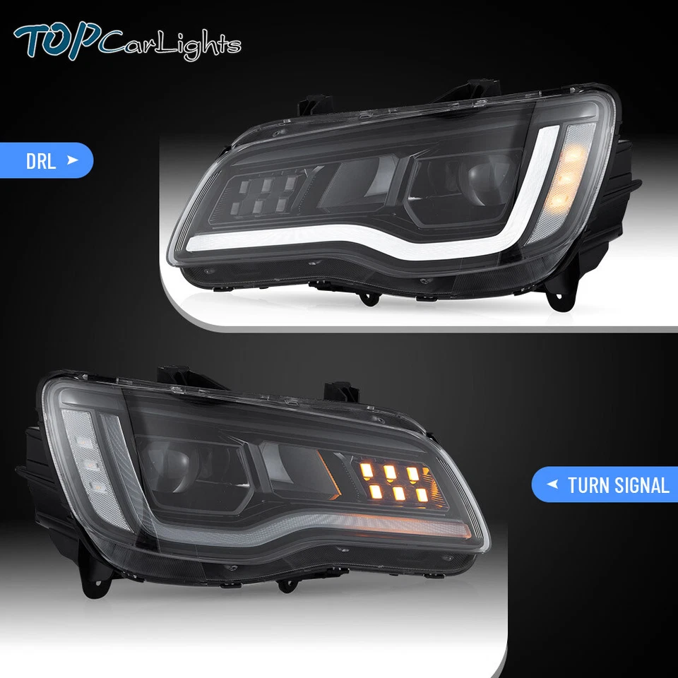 VLAND LED Headlights+Red LED Tail Lights For 2011-14 Chrysler 300 w/Animation - Image 3 of 4