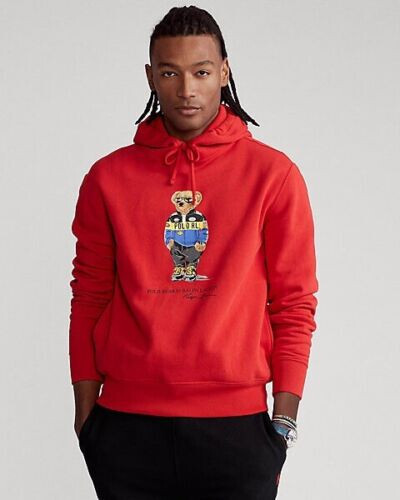$168.00 Polo Ralph Lauren Menu0026#039;s Bear Fleece Hoodie, Red, L | eBay