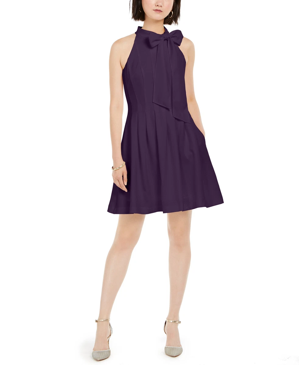 Vince camuto bow neck clearance fit and flare dress