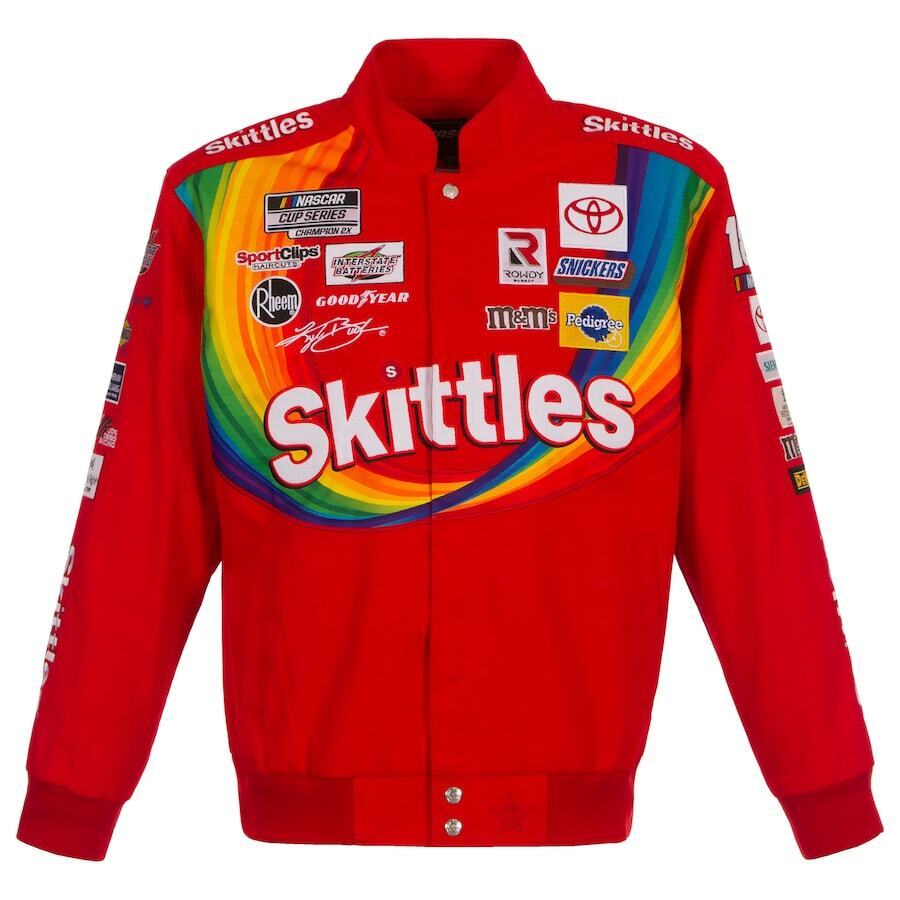 Kyle Busch JH Design Skittles Twill Cotton Uniform Full-Snap Kyle Busch JH Design Skittles Twill Cotton Uniform Full-Snap