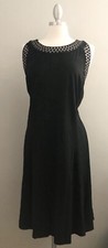 Ashley Stewart Sleeveless Metallic Studded Fit & Flare Dress Black Sz 26