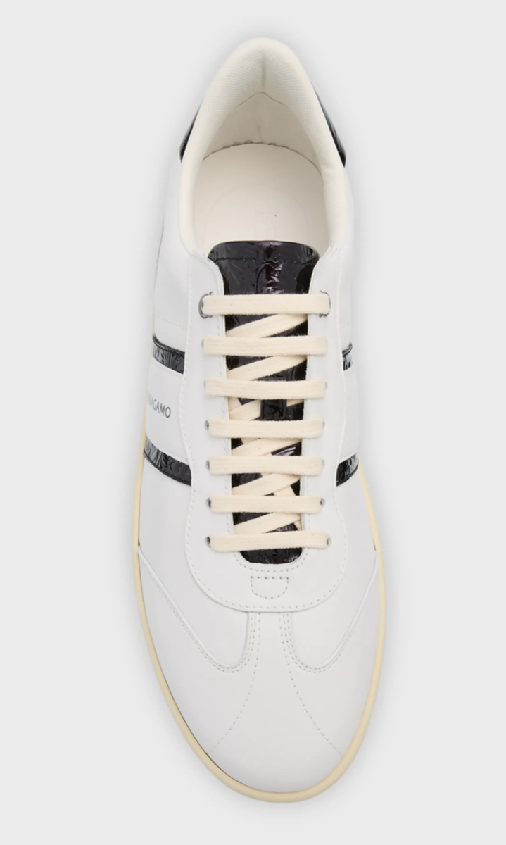 Ferragamo Achille 2 Low Top Sneakers 766323, Bianco Ottico
