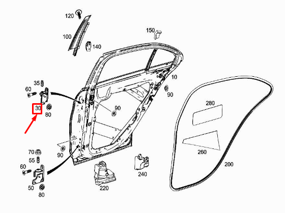 MERCEDES-BENZ C W205 Rear Left Upper Door Hinge A2057306301