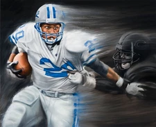 Barry Sanders Print On Canvas, Sport Art, Wall Decor,Personalized Print
