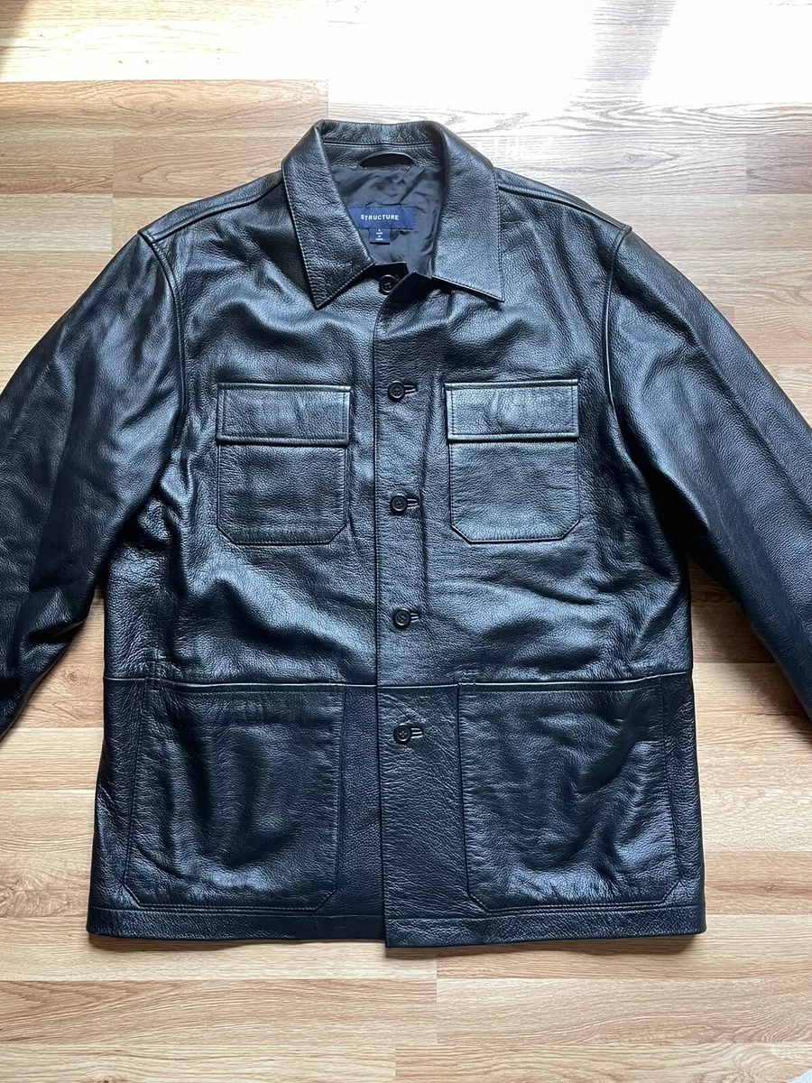 Structure leather best sale jacket
