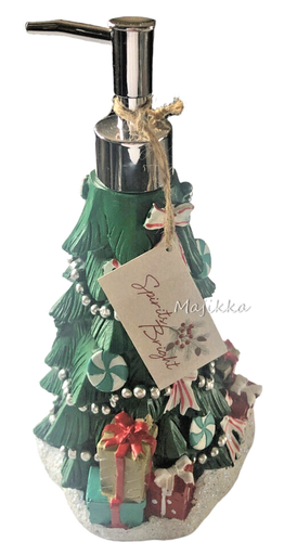 Christmas Tree Ceramic Soap Lotion Pump Dispenser Holiday Winter 9" Tall