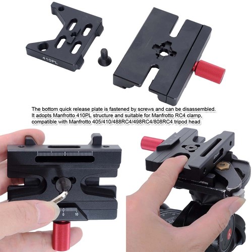 Adapter for Arca Quick Release Plate to Manfrotto RC4 410 Tripod Ball Head Clamp - Picture 4 of 14