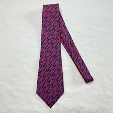 Mens Tie One Size Navy Pink Abstract 100 Silk Classic Vintage 90s Retro