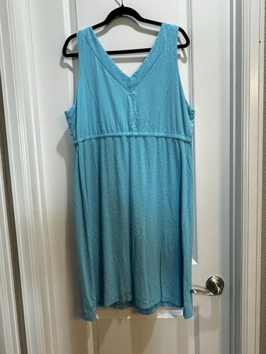 FRESH PRODUCE Blue Floral Drawstring Dress Sleeveless XL Armpit To Armpit 22” - Picture 6 of 7