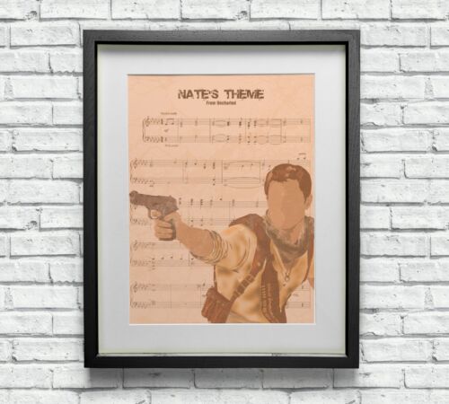 Nathan Drake Uncharted Nate's Theme Sheet Music Print Original Art - Afbeelding 1 van 6