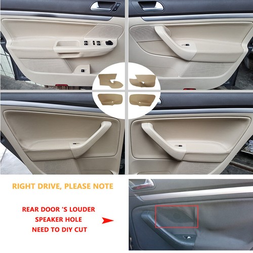 4*RHD Interior Door Panel Black Leather Cover For VW Golf 5 Jetta 05-10 4-door - Picture 6 of 7