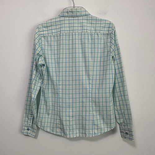 Lilly Pulitzer Blouse 4 Button Front Plaid Long Sleeve Summer Blue Lime Plaid - Picture 11 of 11