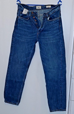 C&A Herren Jeans W30 L32 Blau Denim gerades Bein Knopfverschluss Five-Pocket