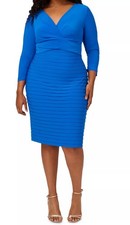 NEW Womens Plus Sz 22W Adrianna Papell Banded  Cocktail Dress Cool Cobalt $199