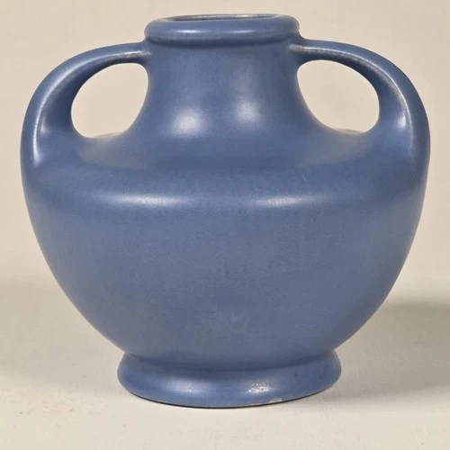 Cemar Bauer 1930s Matte Royal Blue California Art Pottery 3¾” Mini Squat Vase