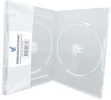 CheckOutStore (10) Premium Standard Double 2-Disc DVD Cases 14mm 10 Units Clear