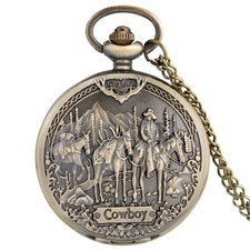 Steampunk Horse Pocket Watch Quartz Movement Analog Watches with Necklace Chain