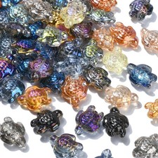 LiQunSweet 100 Pcs 14 Colors Electroplate Crystal Glass Sea Tortoise Marine A...
