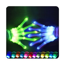COCELERYRE 12-Color LED Light-Up Gloves for Kids - Medium  Age8-12  , Colorful