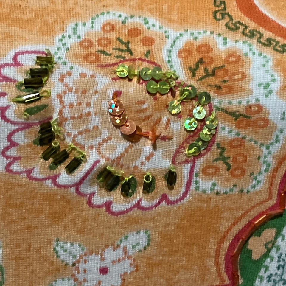 Nuevo con etiquetas Top informal de lentejuelas sin mangas Jane Ashley para mujer talla L naranja verde Foto 4 de 4