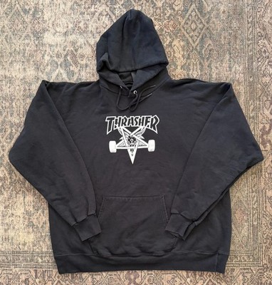 VTG Thrasher OG Magazine SK8 Pentagram Goat Logo Hoodie 666 Pullover XL Skate
