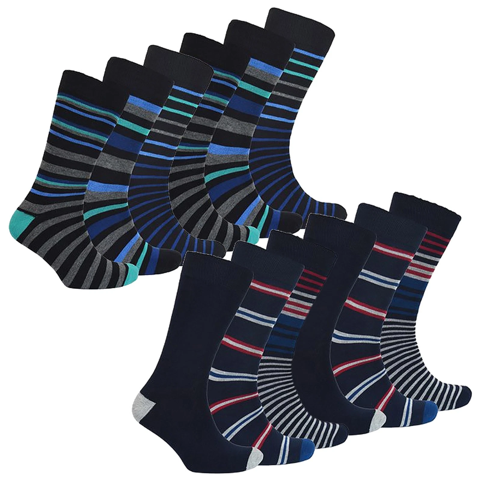 Mens Bamboo Novelty Socks by Sock Snob , 12 Pairs Breathable Striped Socks