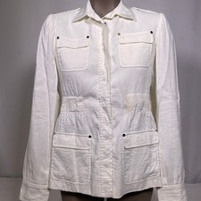 Elie Tahari Ivory Linen Blend Military Safari...