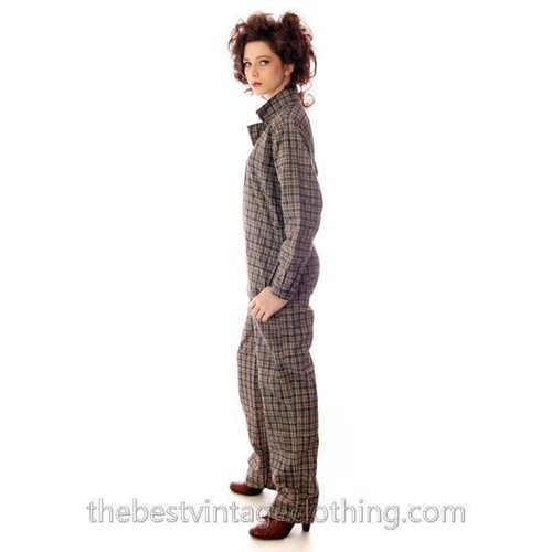 70s Vintage Marimekko Plaid Jumpsuit Coveralls 1970s Womens S - Picture 4 of 7