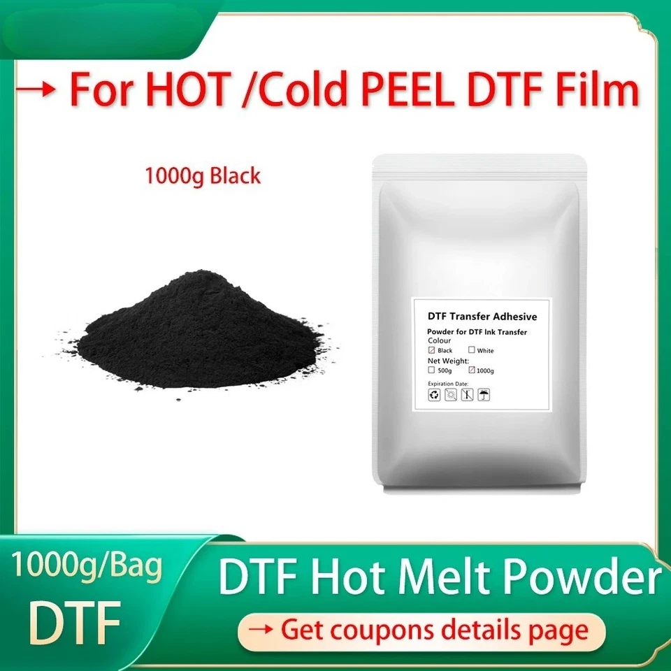 Pó Hot Melt Transferência Direta 1kg Preto Branco DTF Cabeça de Impressora Epson - Imagem 2 de 4
