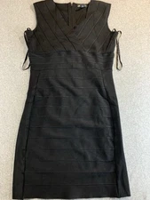 I.N.C. International Concepts Dress Women's XL Black Ribbed Surplice Neck Sheath
