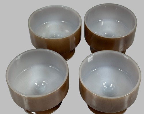 Vintage Federal Glass Brown Dessert Dish - Sherbet Bowls - Set of 4 - Picture 5 of 8