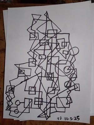 Five Marker And Ink Abstract Drawings On 8.5x11 Paper Original Artwork