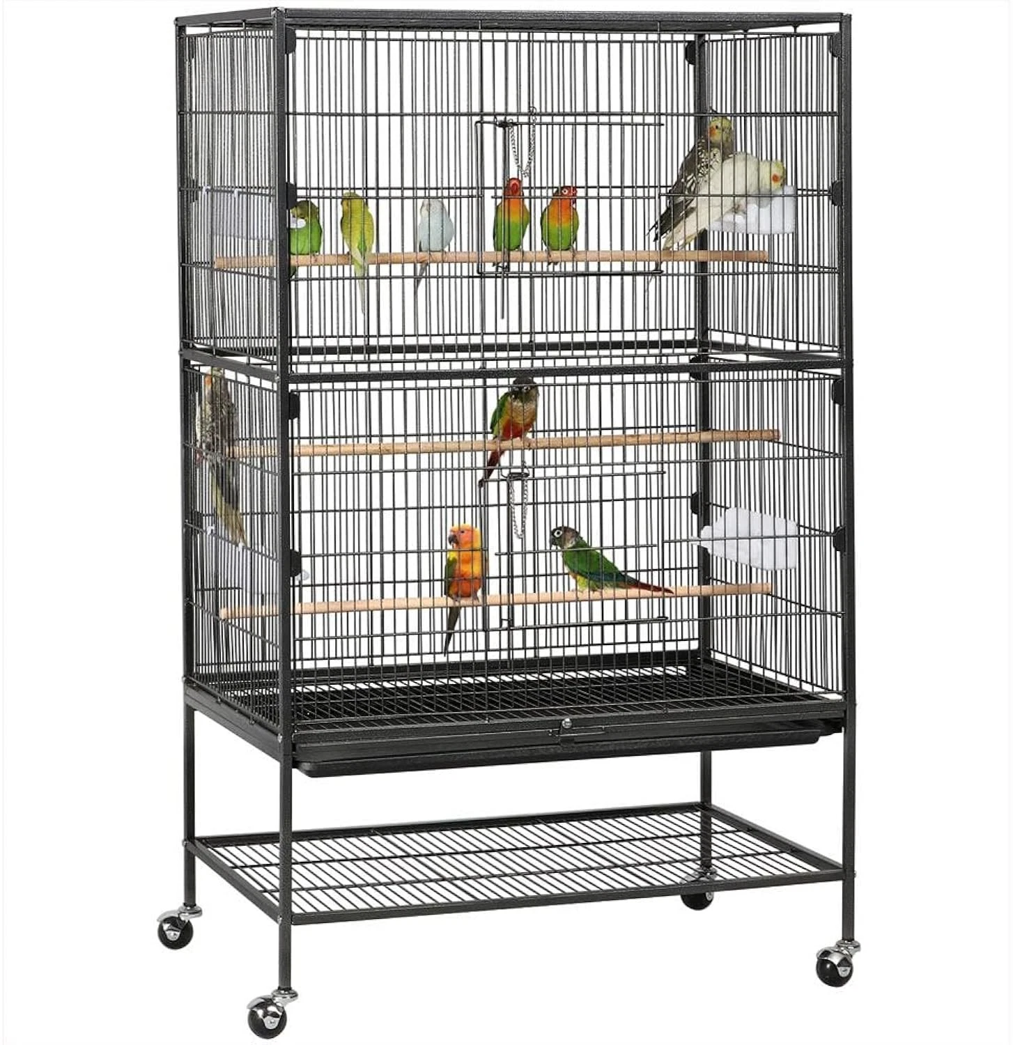 Large Bird Cage for Cockatiel Lovebird 132cm Parrot Cage with Stand & Wheels