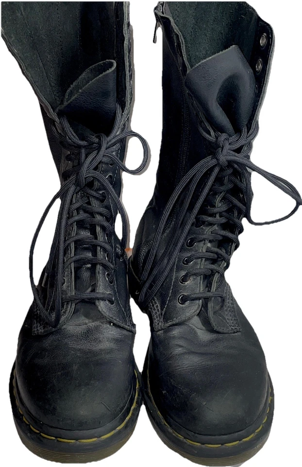 Botas de combate Dr Martins para mujer talla 8-14 ojos negras media pantorrilla con cremallera de cuero Foto 3 de 4