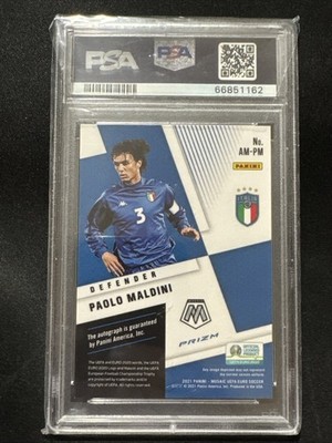 2020 Panini Mosaic Paolo Maldini Auto PSA 10 GEM MT Italy Euro '20