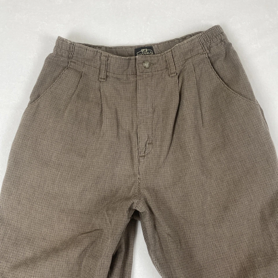 Pantalones Pantalón Lee Casuals Marrón Pata de Gallo Doble Plisado Años 80 De Colección Foto 4 de 4