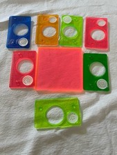 Vintage Mini Spirograph Drawing Set   7 Plastic Gear Templates  Neon Pad 90s