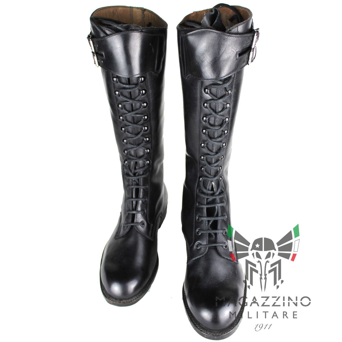 Stivali Alti pelle ex Carabinieri Radiomobile Uomo Donna Neri