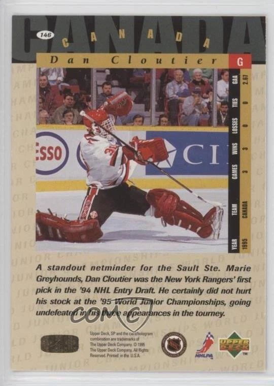 1994-95 SP Dan Cloutier #146 Rookie RC - Image 2 of 2