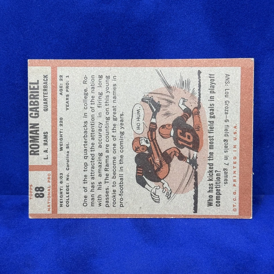 1962 年 Topps #88 Roman Gabriel — 第 2/2 张图片