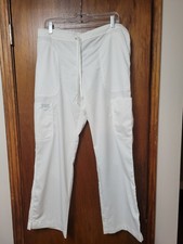 NWOT White Bootcut Elastic Back Scrub Pants w/Drawstring By Cherokee sz Med