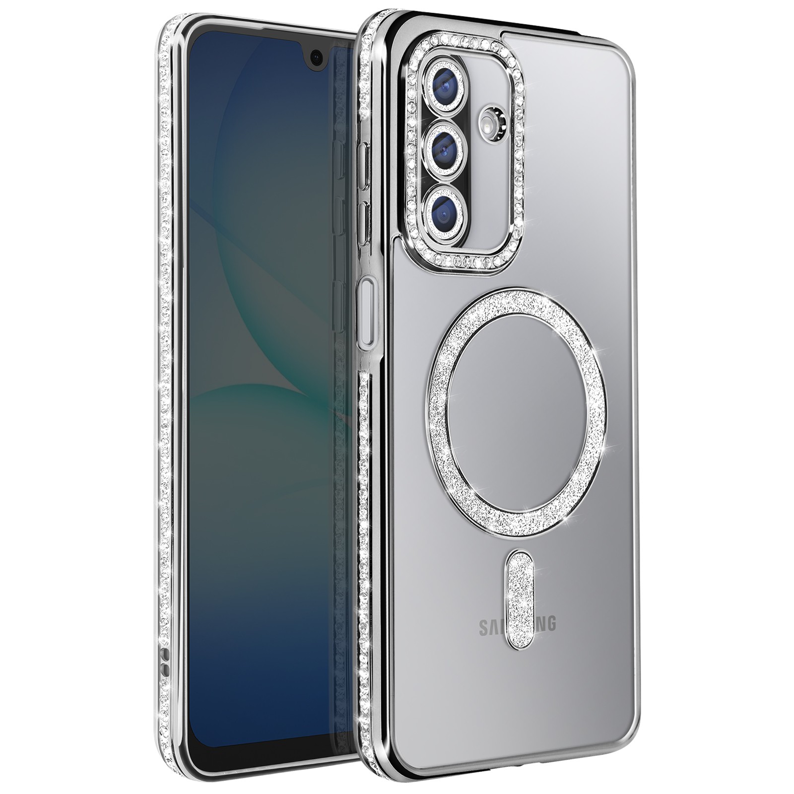 Coque Galaxy A17 Avizar transparente avec bordure strass chic - 2