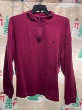 VTG Chaps Men's XL 1/4 Zip Pullover Long Sleeve Burgundy 100 Cotton Sweatshirt