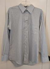 Pronto Uomo Couture Men's Dress Shirt Sz 17 34-35 Gray Pinstripe No Iron Cotton