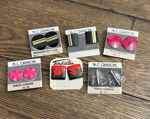 M.C. Creations & Temptations Vintage Ohrringe Konvolut Lot 6 Stück schwarz - Bild 1 von 3