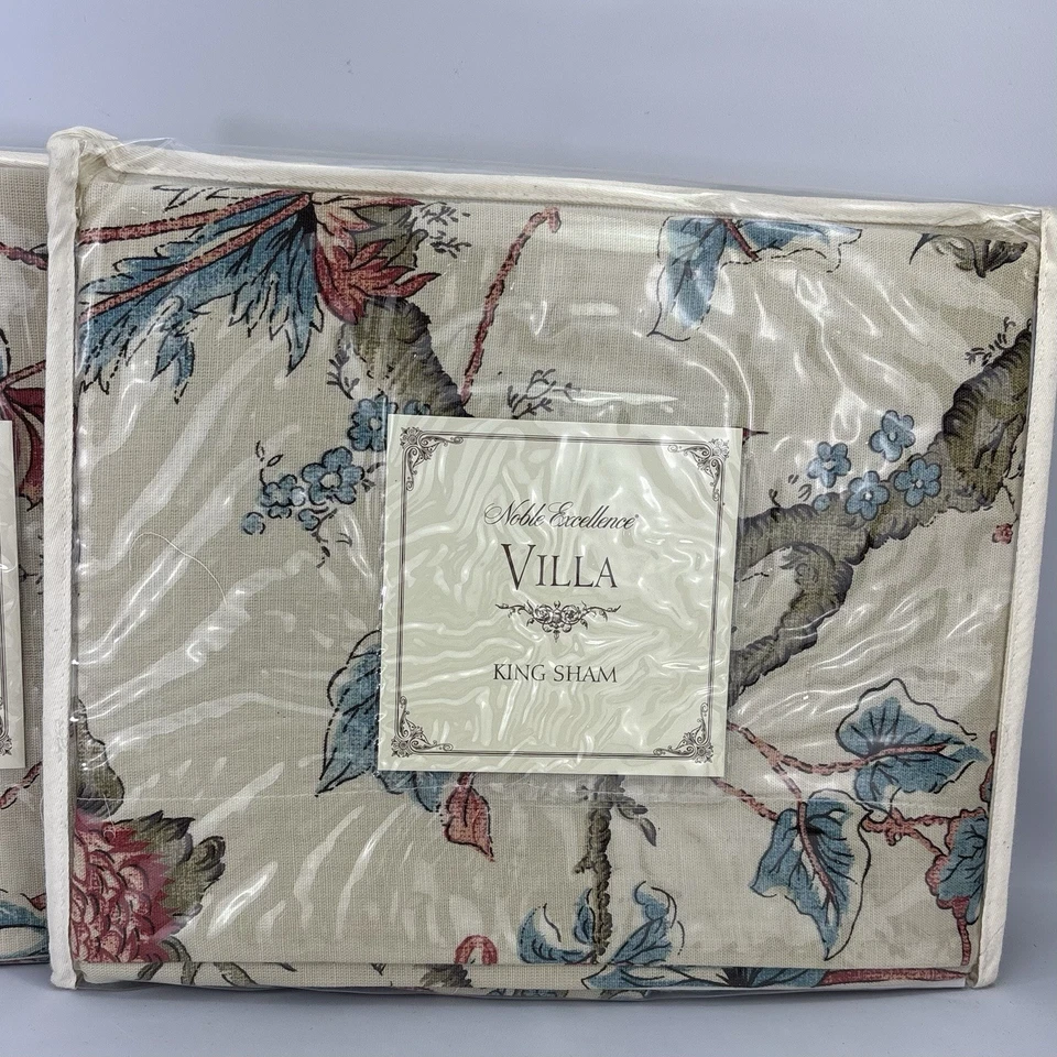 两个全新 Noble Excellence Villa Catarina King Sham 全新 20 英寸 x 36 英寸植物 — 第 2/4 张图片
