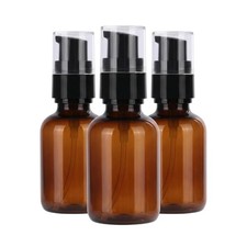 3Pcs 60ML/2oz Empty Amber Plastic Lotion Pump Press Bottles Refillable Travel...