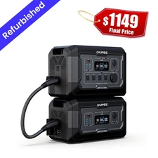 OUPES 4096Wh Mega 2 LFP Power Station 2500W Solar Generator +B2 Extra Battery++